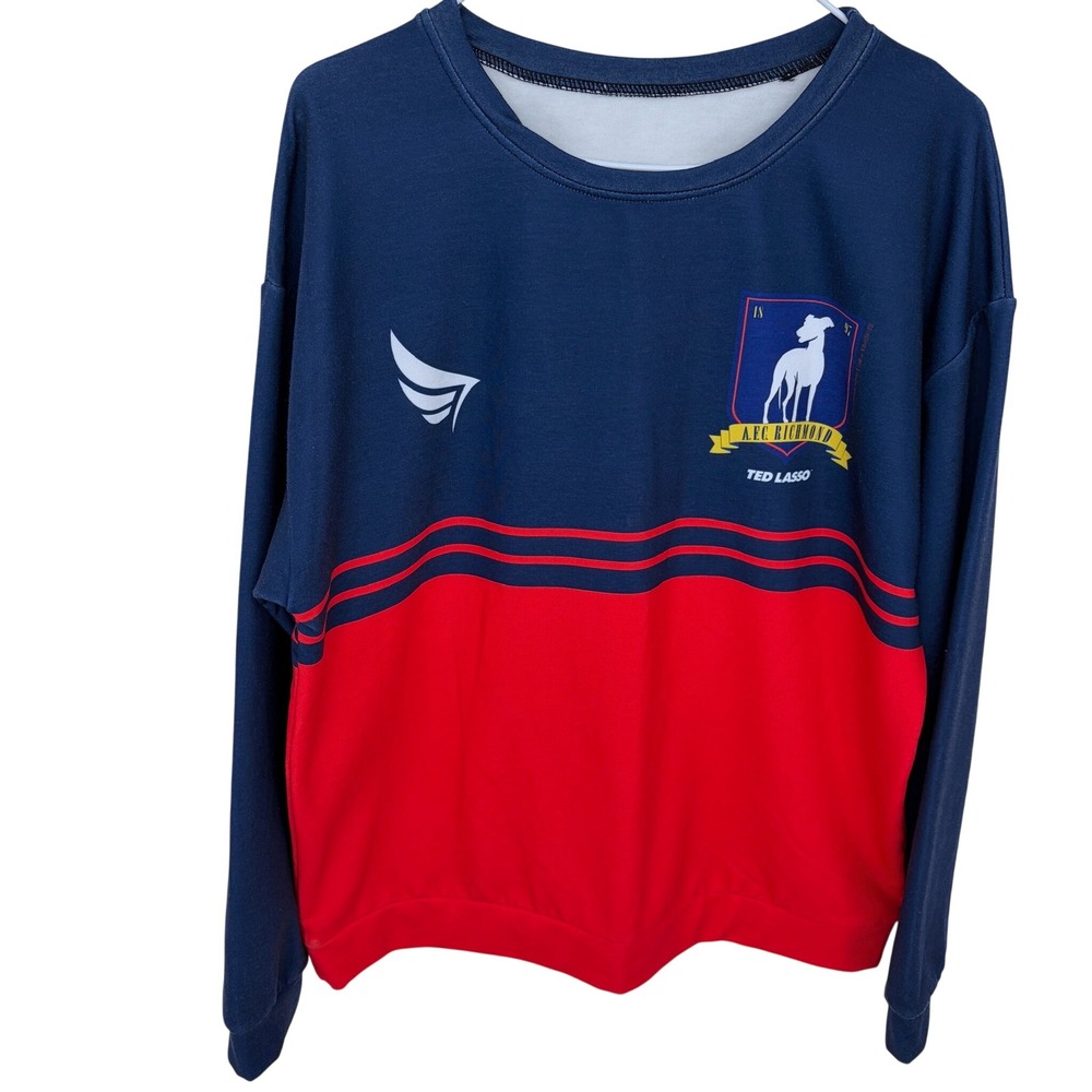 Ted Lasso AFC Richmond Crewneck Sweatshirt Large Navy Blue & Red Colorblock